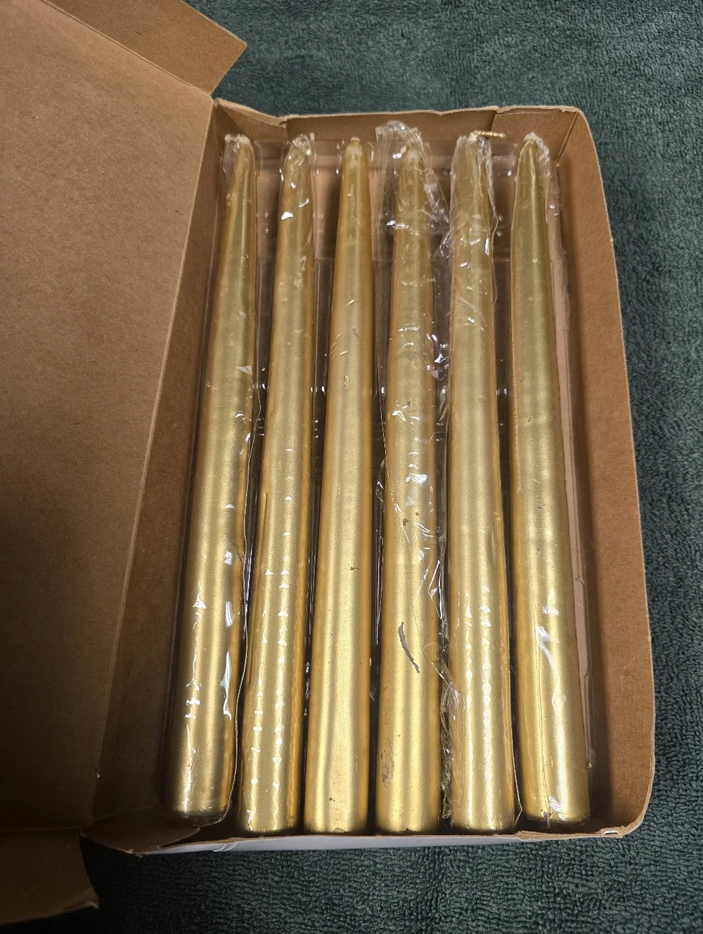 Set of 6 Gold Taper Candles - Picture 2 of 13